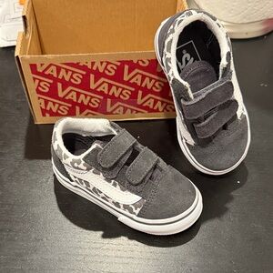 Vans Toddlee Grey and White Cheetah Sneakers